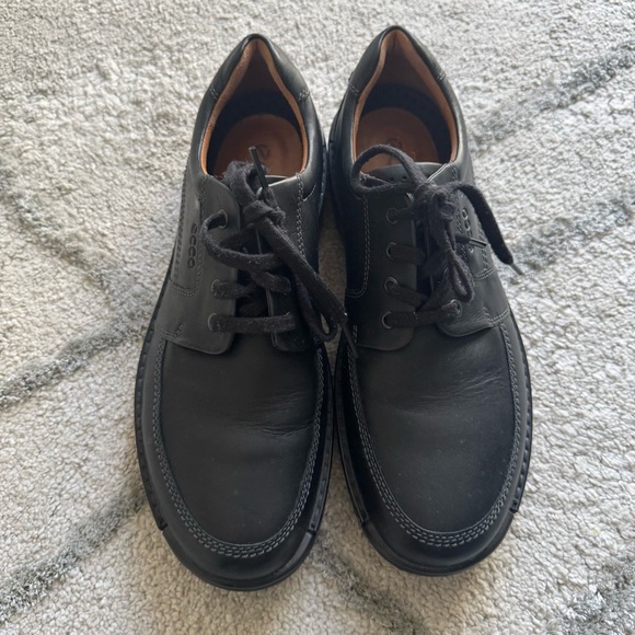 ECCO Fusion Oxford Dress Shoes Black Leather Lace-Up Moc Toe 11 new without box - Picture 11 of 12